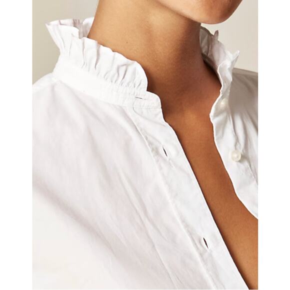 J Crew Jules Ruffle Collar Shirt 12 White NWT Blouse Top CN523 J.Crew Prep - Picture 3 of 5